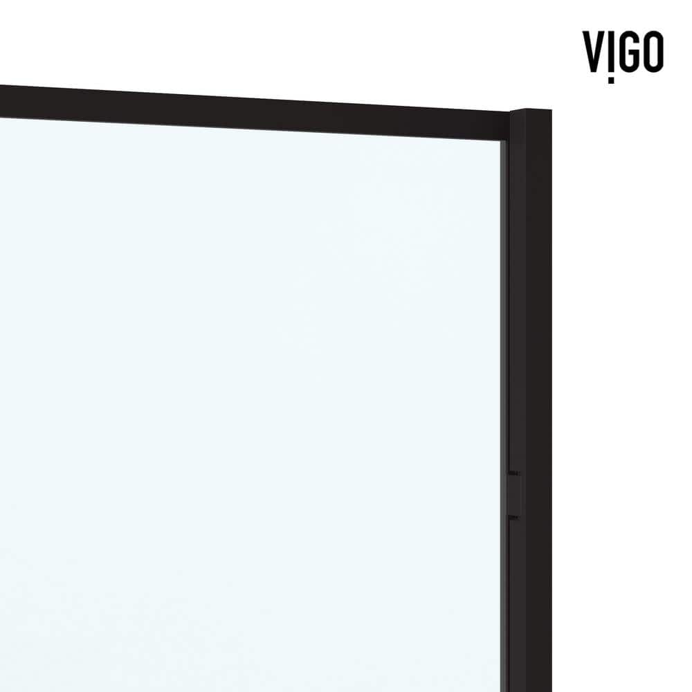 Meridian 60" Matte Black and Clear Grid Glass Shower Door