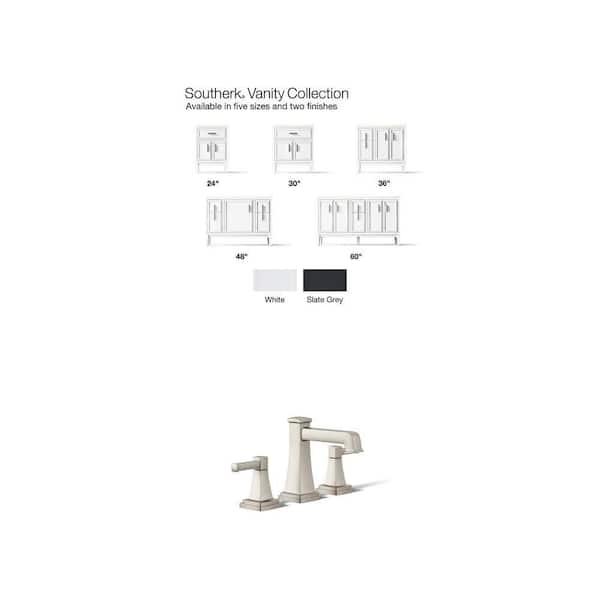 Riff 8 in. Nickel Bathroom Faucet and 49 in. Slate Grey Vanity with White Quartz Top Combo
