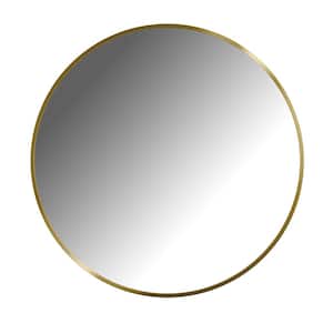 28 in. W x 28 in. H Rounded Aluminum Framed Wall Bathroom Vanity Mirror in Gold