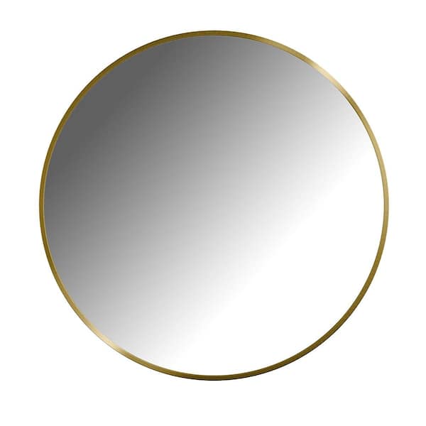 Unbranded 28 in. W x 28 in. H Rounded Aluminum Framed Wall Bathroom Vanity Mirror in Gold