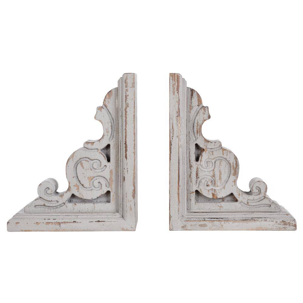StyleCraft Tradition Distressed Taupe Wood Book Ends (2-Pack 