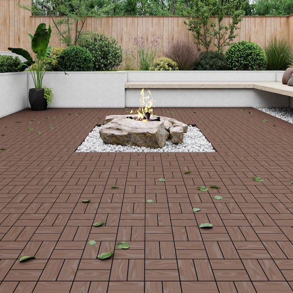 GOGEXX 1 ft. x 1 ft. Interlocking Solid Fir Wood Composite Deck
