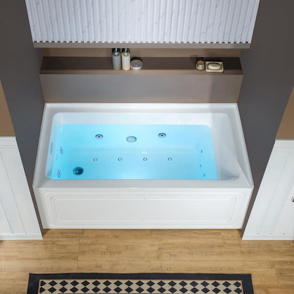 60 in. x 32 in. Heated and Combination Alcove Bathtub with Left-Handed Drain in White/Chrome Trim