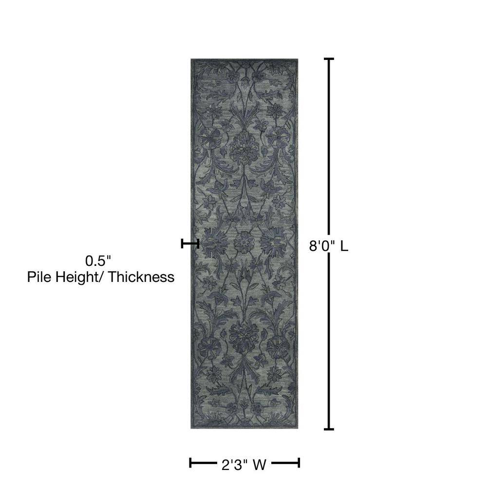 Elegant Handmade Gray Wool Tufted Runner Rug - 27"x7"