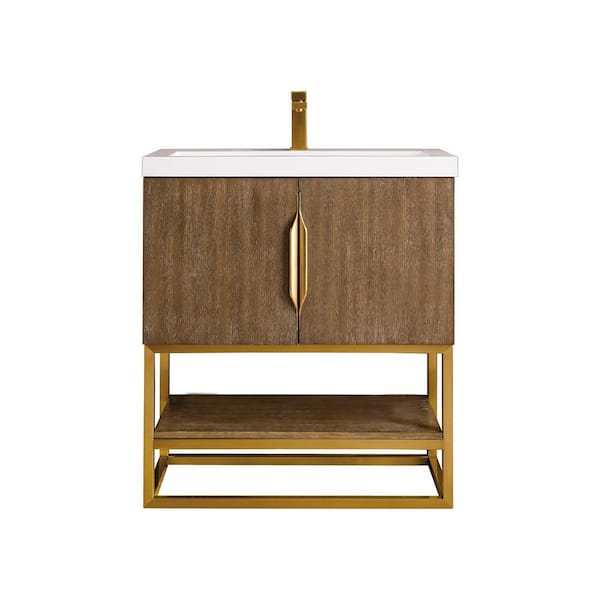 Columbia 31.5 in. W x 15.4 in. D x 35.4 in. H Single Bathroom in Vanity Latte Oak and Engineered Stone Composite Top