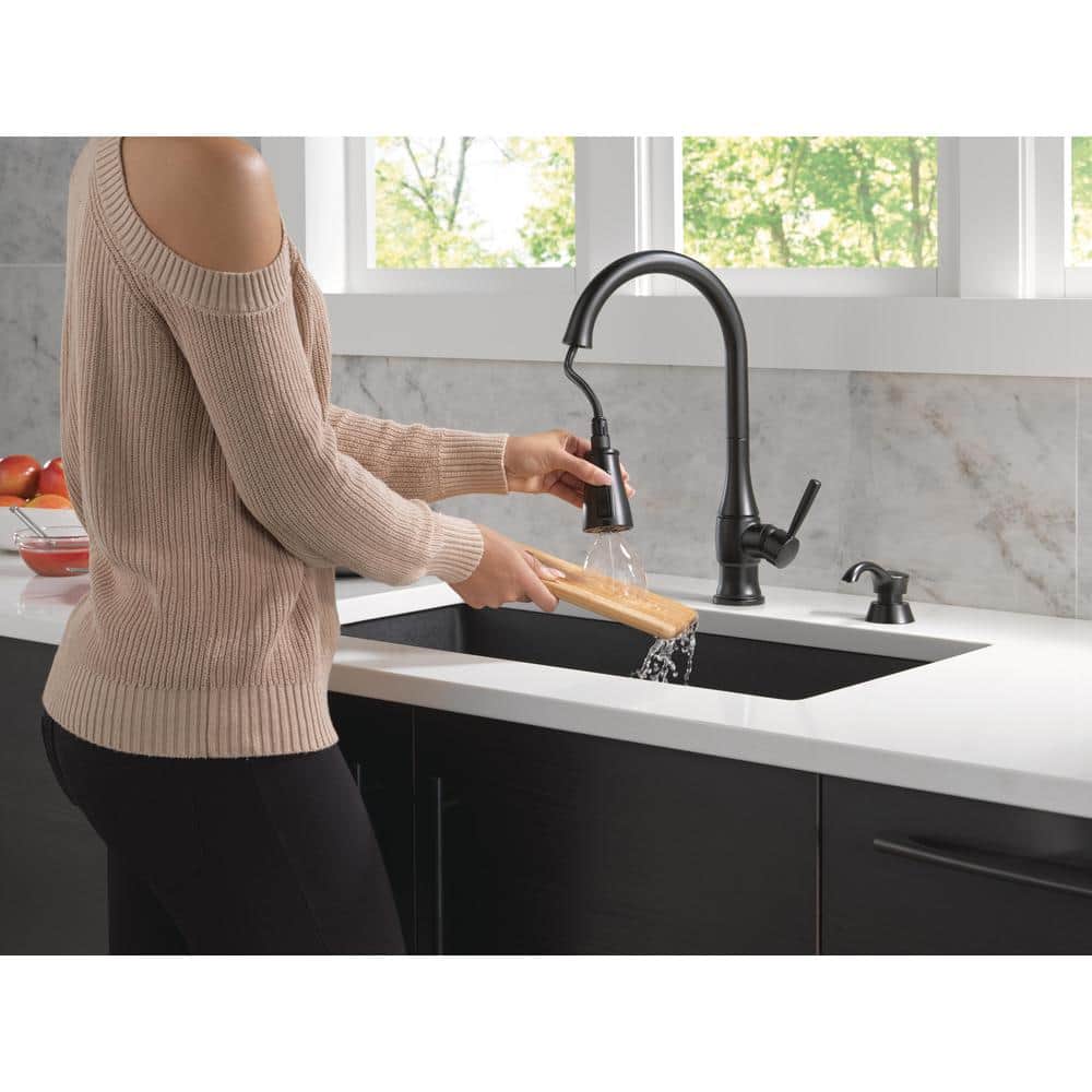 Matte Black Pull-Down Kitchen Faucet with Soap Dispenser