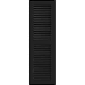 12" x 33" True Fit PVC Two Equal Louver Shutters, Black (Per Pair)