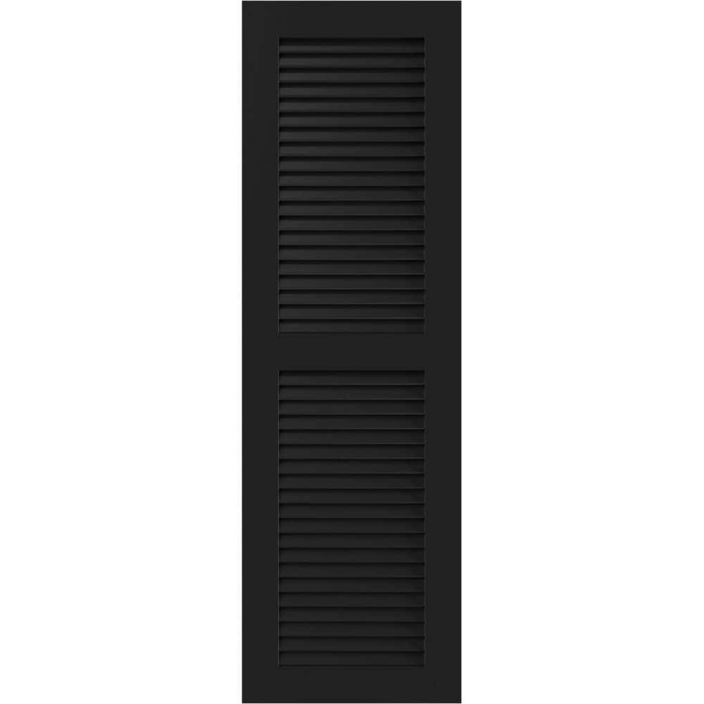 Ekena Millwork 12" x 37" True Fit PVC Two Equal Louver Shutters, Black (Per Pair)