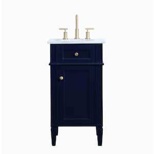 Simply Living 18 in. W x 19 in. D x 35 in. H Bath Vanity in Blue with Carrara White Marble Top