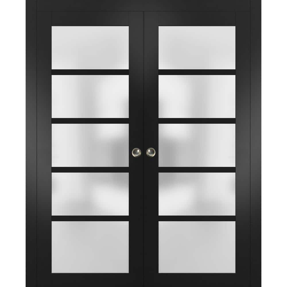 Assemble Required 72 in. x 80 in. 2-Panel Black Matte Finished Solid MDF Sliding Door with Hardware price history on PriceWatchPro