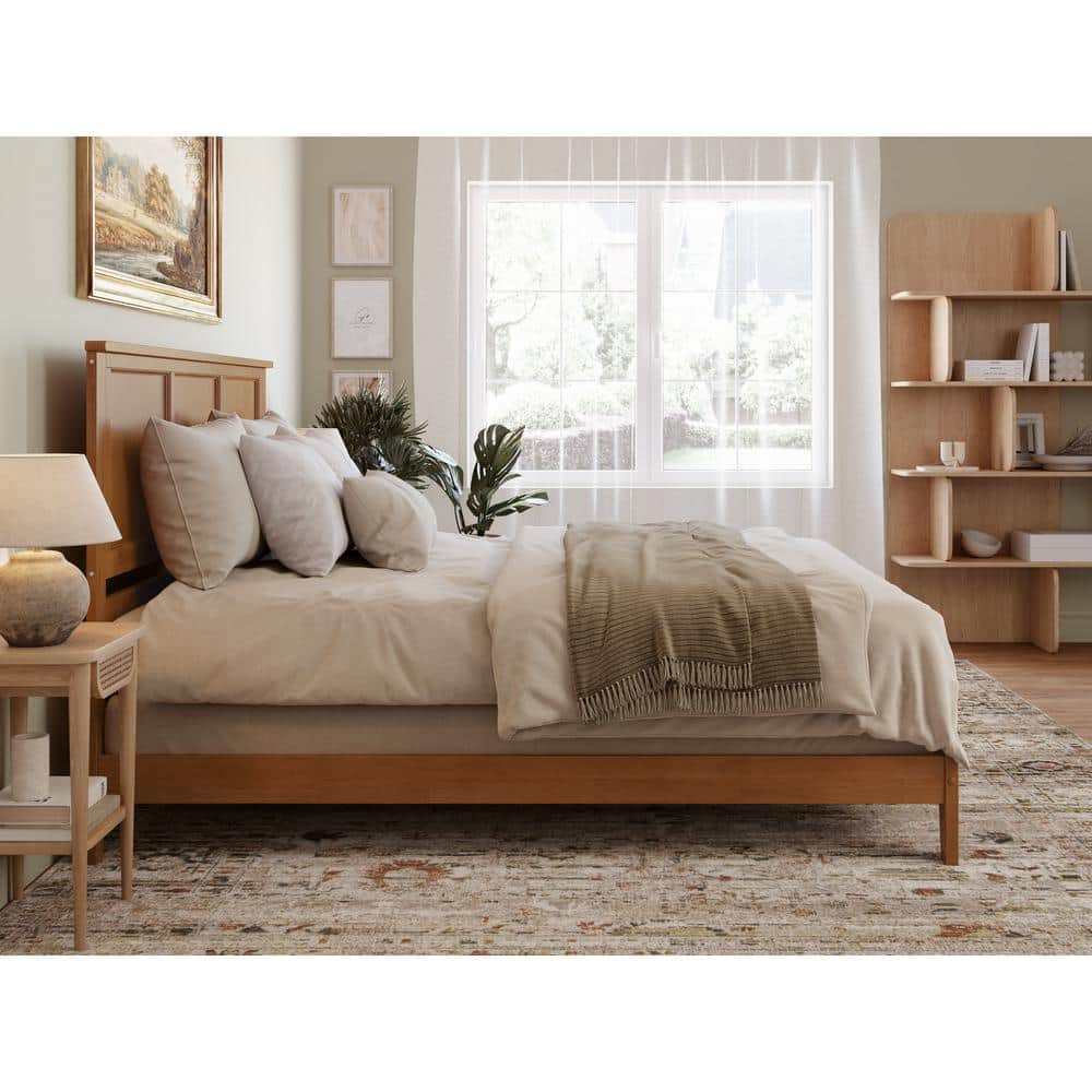 Madison King Light Toffee Wood Upholstered Bed with Headboard