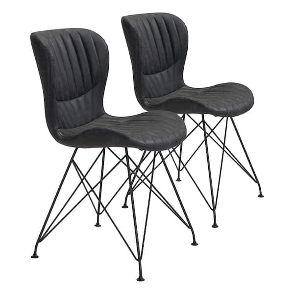 ZUO Gabby Vintage Black, Black Polyurethane Dining Set of 2
