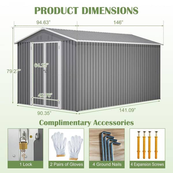 HumblePleb 8 ft. W x 12 ft. D Metal Outdoor Storage Shed with