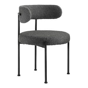 Albie Boucle Fabric Dining Chairs - Set of 2 Charcoal Black