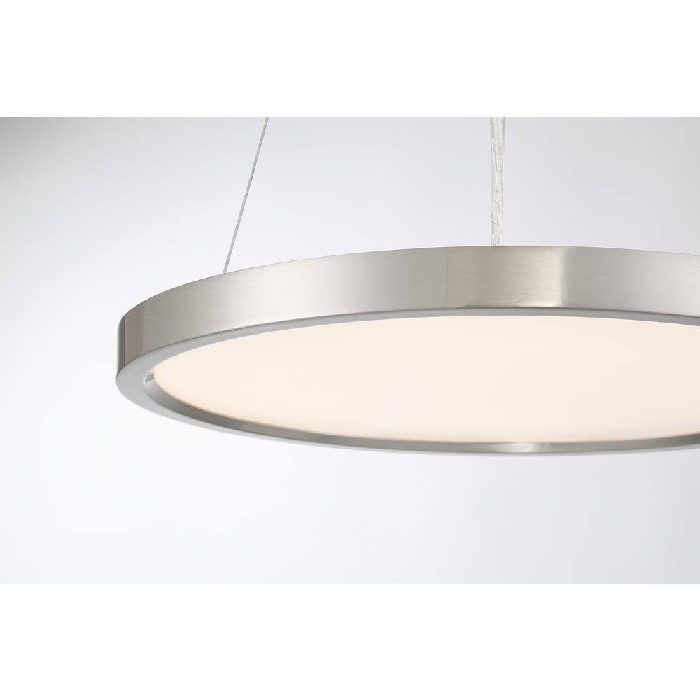 Brushed Nickel 30W LED Pendant Light with Acrylic Shade