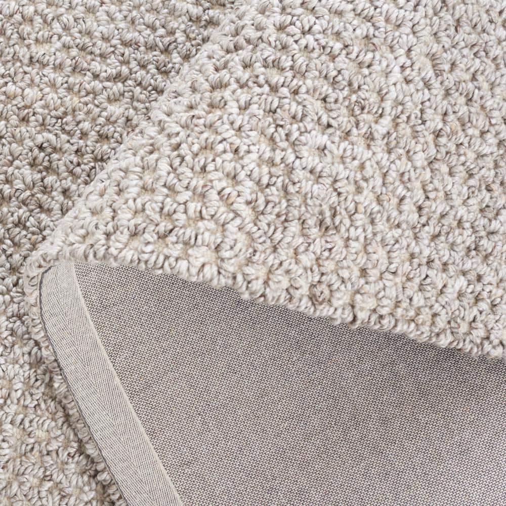 Light Brown and Gray Wool Tufted Square Rug, 6' x 6'
