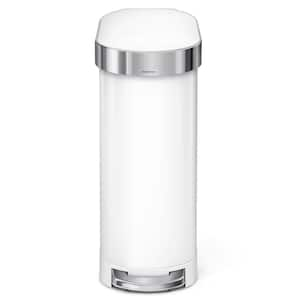 45 Liter Slim Step Trash Can with Liner Rim, White Steel