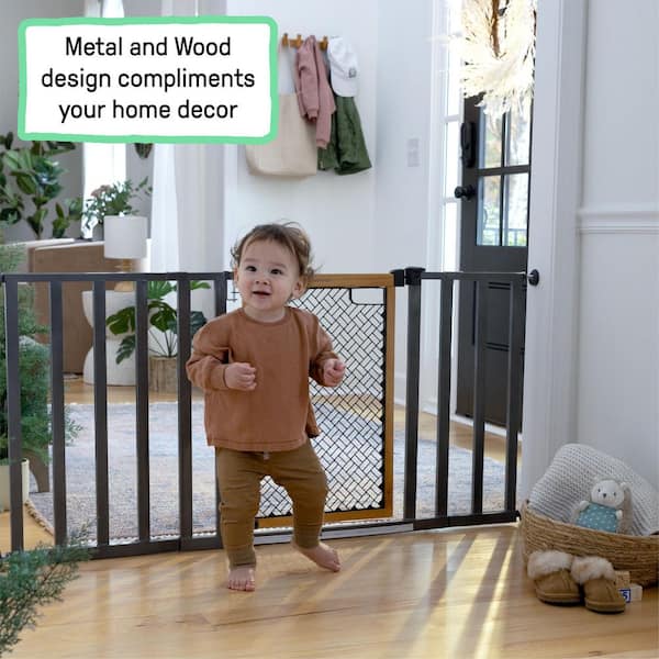 Thruway 60XW Series Pressure Mounted Extra Wide Pet and Baby Gate, 30 in. - 60 in. Wide, 26 in. Tall- Honey Oak