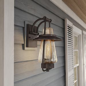 Stonyridge 16.5 in. Satin Bronze 1-Light Outdoor Line Voltage Wall Sconce with No Bulb Included