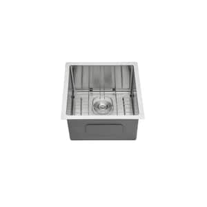 17 in. Undermount Single Bowl 16-Gauge Brushed Nickel Stainless Steel Kitchen Sink