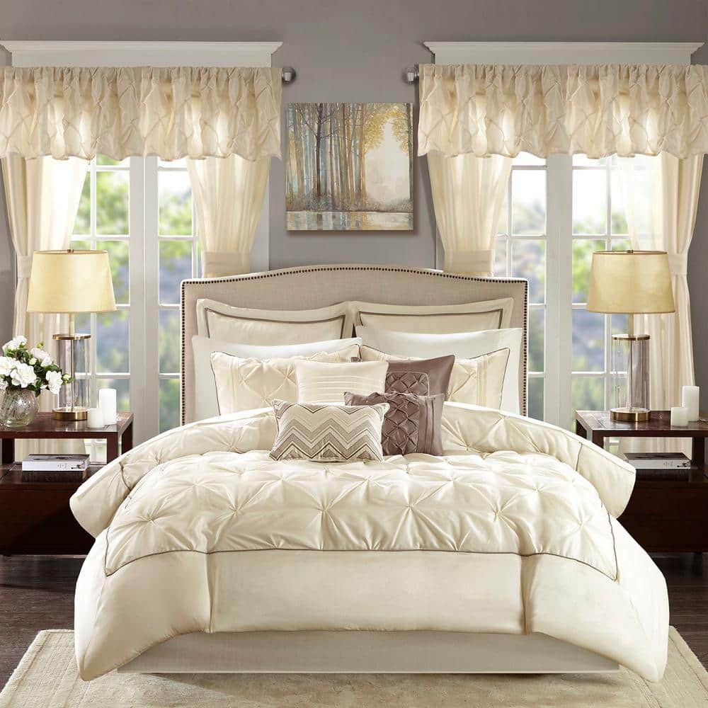 Ivory Microfiber California King 24-Piece Bedding Set