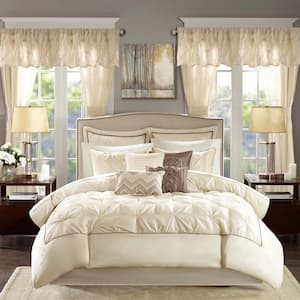 Loretta Ivory Faux silk Cal King Comforter Set