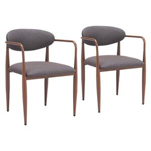 Zens Truffle Gray Textured Fabric Dining Chair - (Set of 2)