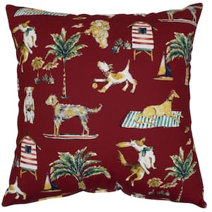 Summer Dogs Chili Square Outdoor Throw Pillow