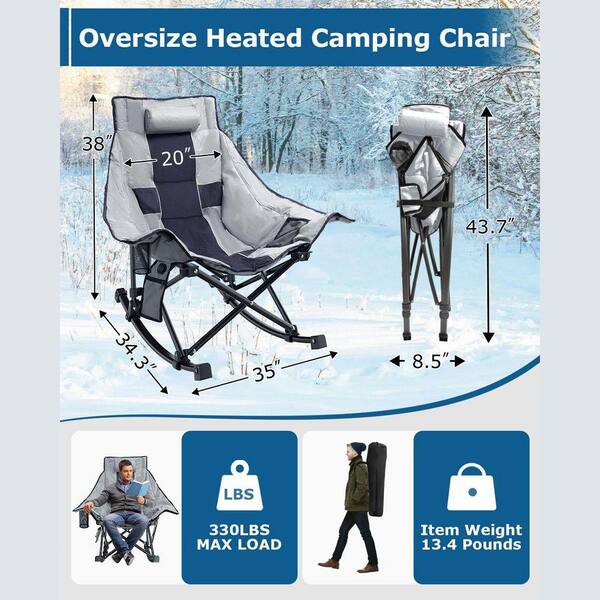 SEEUTEK Heated Camping Chair-Oversized Rocking Chair with 3 Heat