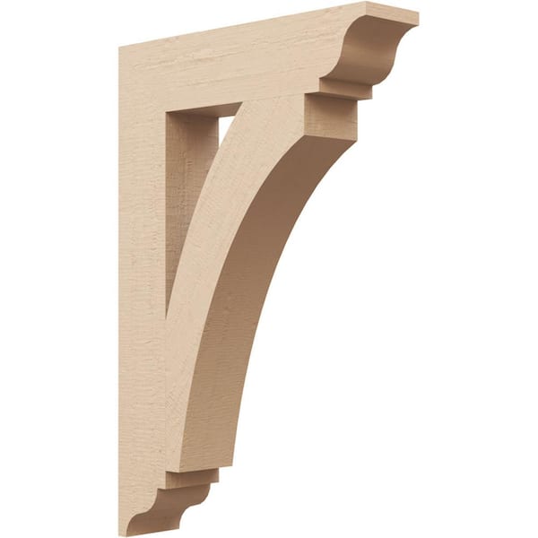 Ekena Millwork 3.5 in. x 24 in. x 16 in. Thorton Traditional Rough Cedar Woodgrain Timberthane Polyurethane Bracket, Primed Tan