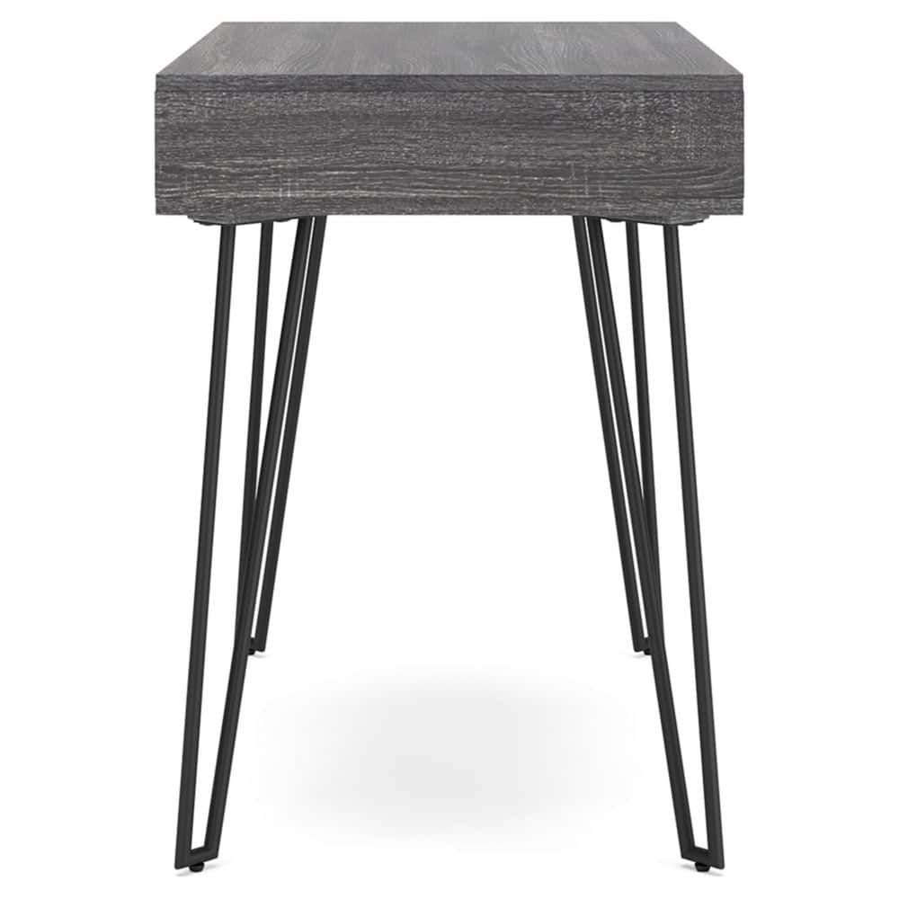 Charcoal Gray Wood Home Office Desk with Black Metal Legs