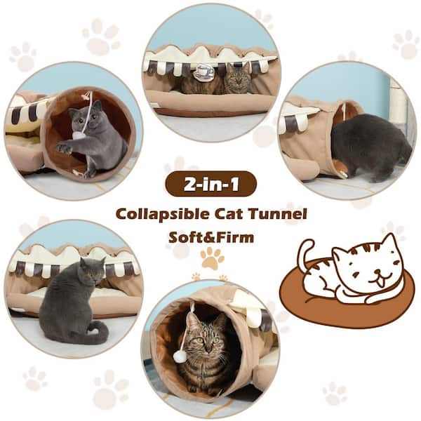 COZIWOW Cat Tunnel Washable Cat Bed CW12G0400-GM - The Home Depot