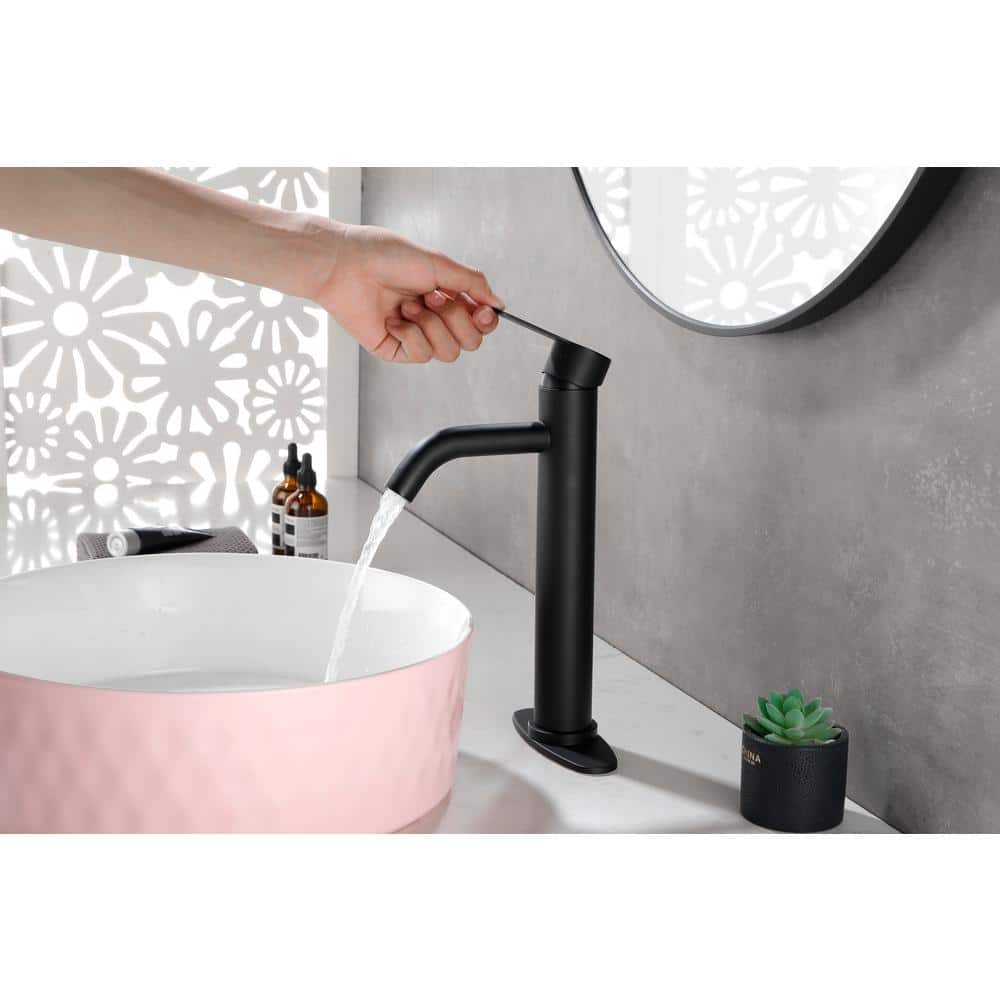 Matte Black Stainless Steel Single Handle Bathroom Faucet