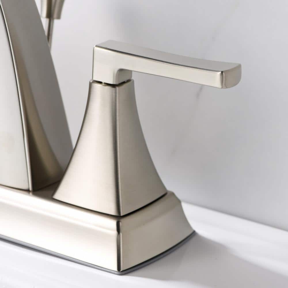 Brushed Nickel Two-Handle Centerset Bathroom Faucet