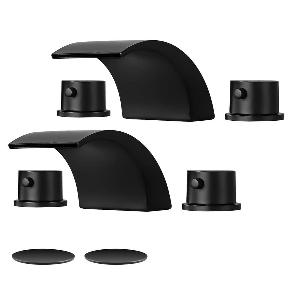 2 Handles 8 in. Widespread Bathroom Faucet 3-Hole Bathroom Sink Faucet With Pop-up Drain in Matte Black(2-Pack) price history on PriceWatchPro