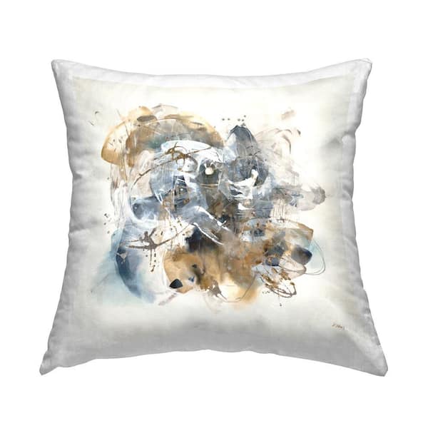 Stupell Industries Abstract Chaotic Collage Gray Abstract Polyester 18 in. x 18 in. Throw Pillow