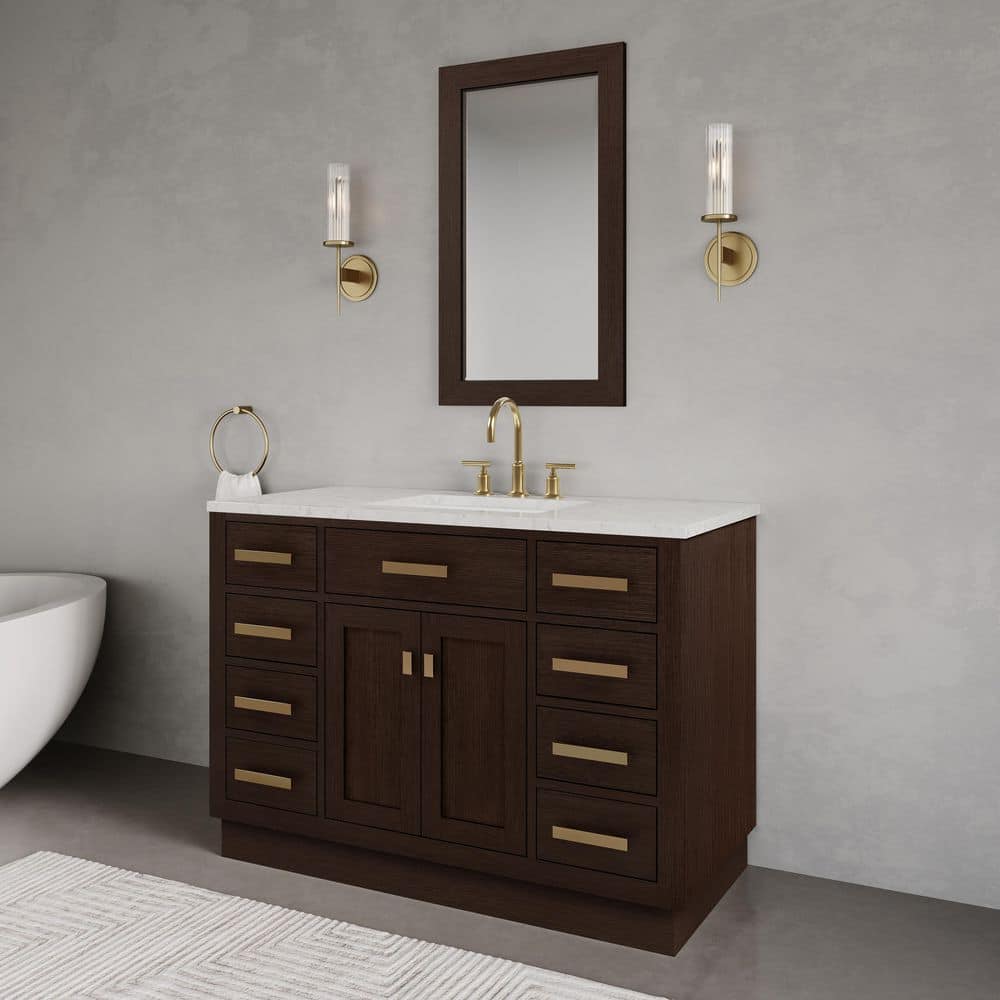 Chestnut 48" Brown Pine Vanity with White Ceramic Sink