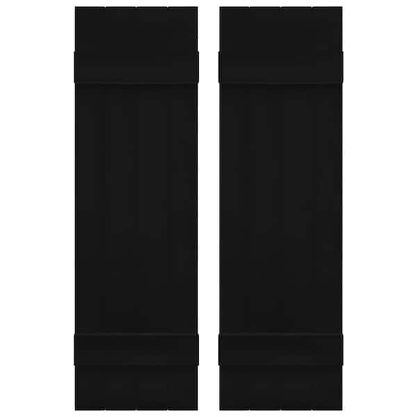 Builders Edge 14 in. W x 31 in. H Vinyl Exterior Joined Board and Batten Shutters Pair in Black