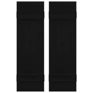 14 in. W x 47 in. H Vinyl Exterior Joined Board and Batten Shutters Pair in Black