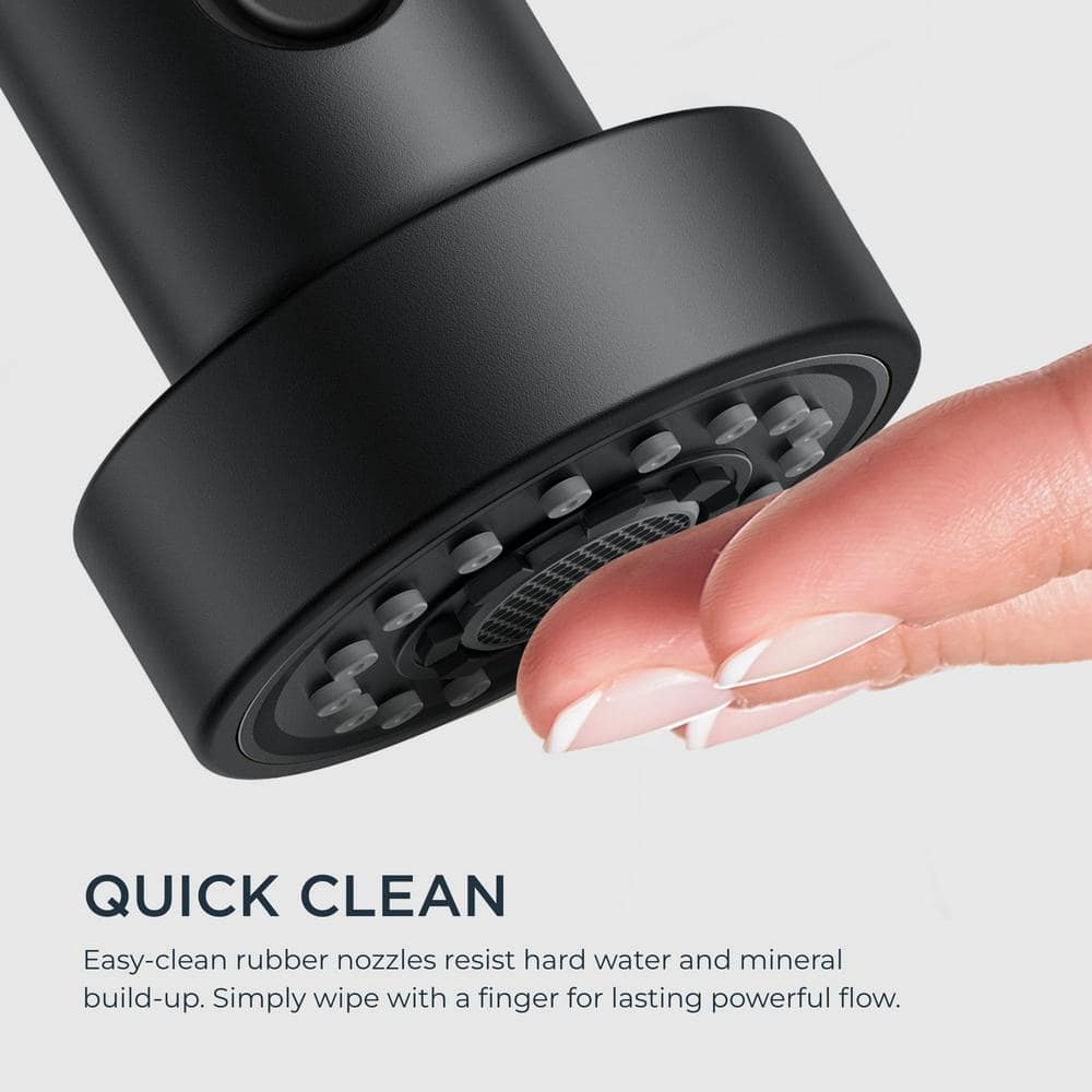 Matte Black Stainless Steel Pull Down Kitchen Faucet with Soap Dispenser