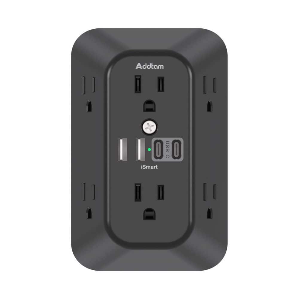 Black 1800J Surge Protector Outlet Extender with 4 USB Wall Charger for Home Office Dorm Room Essentials price history on PriceWatchPro