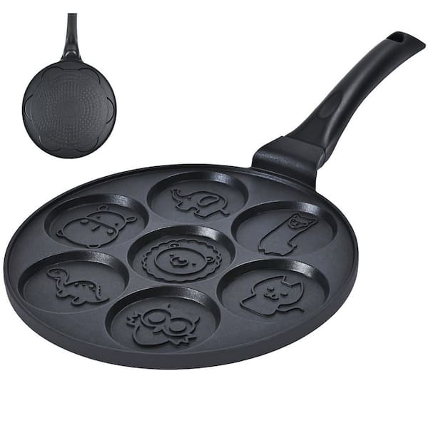 10.5 Inch Animal Pancake Pan with 7 Molds, Non-Stick Coating, Suitable for All Stovetops & Induction Cooker