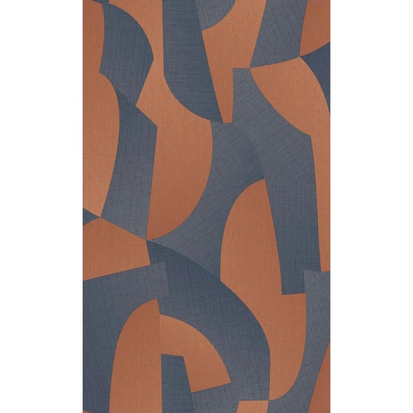 Walls Republic Dark blue Abstract Shapes Geometric Textured Print Non Woven Non-Pasted Textured Wallpaper 57 Sq. Ft.