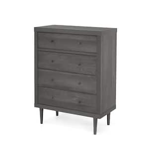 Gray 4 Drawers 31.15 in. Dresser Without Mirror