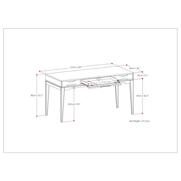 Best Buy: Simpli Home Harper SOLID HARDWOOD Mid Century Modern 60 inch Wide  Desk in White AXCHRP-10W