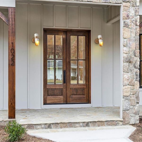 10.2 in. Modern White Dusk-to-Dawn Outdoor Cylinder Wall Sconce, Contemporary Gold Metal Wall Light for Porch or Patio