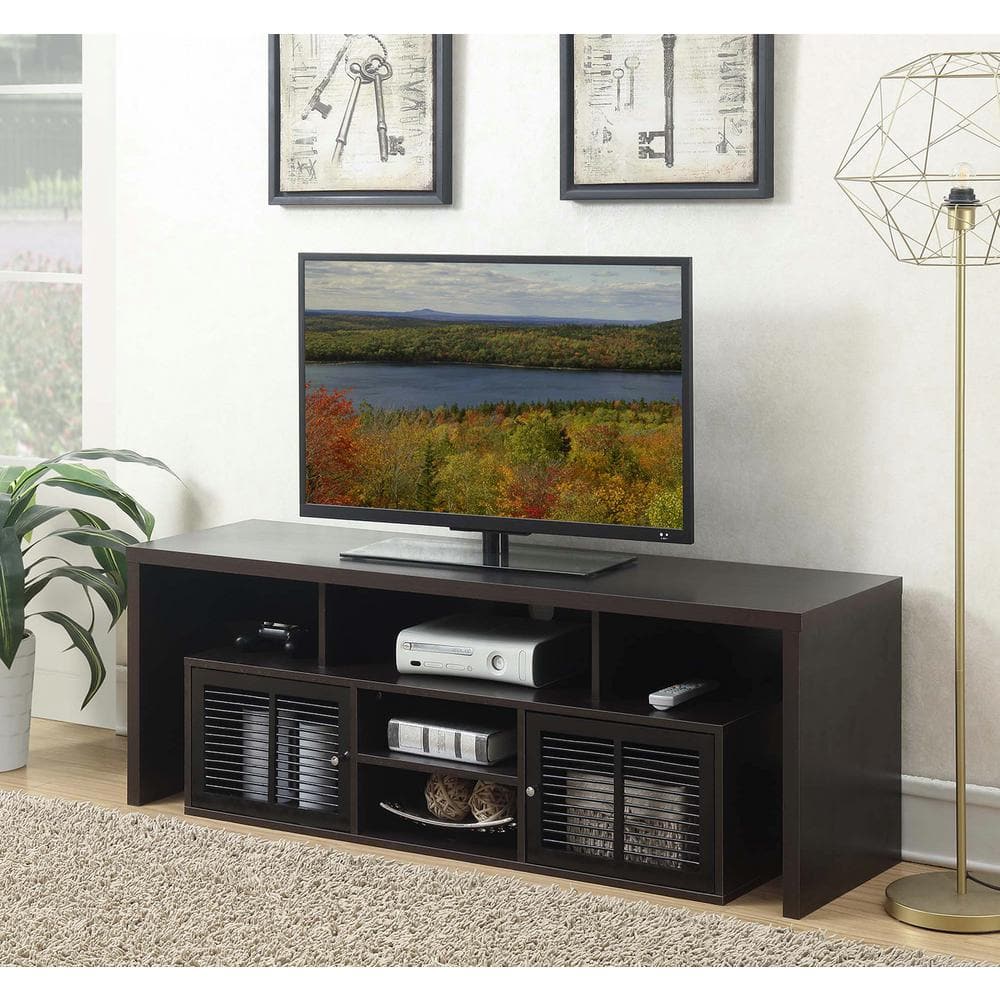 Lexington Espresso 60" TV Stand with Louvered Cabinets and Shelves