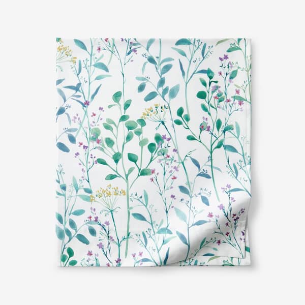 The Company Store Legends Hotel Spring Floral Vine Wrinkle-Free Sateen White Multi Sateen Twin/Twin XL Flat Sheet