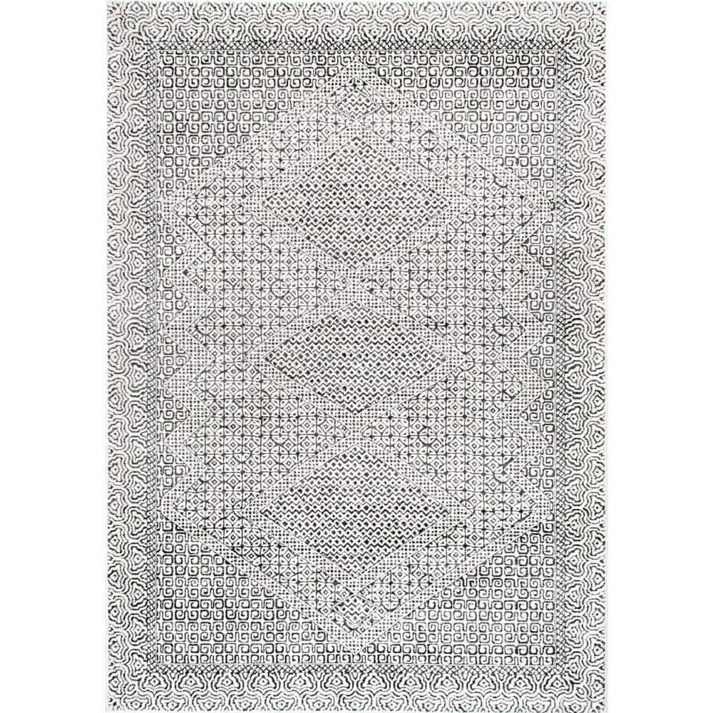 Exie Light Gray Moroccan Geometric 3x5 Area Rug