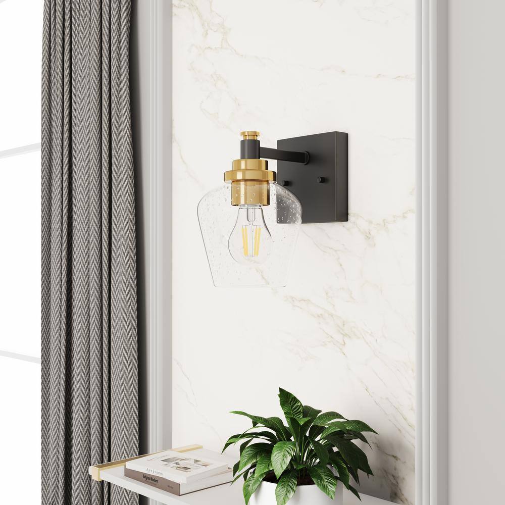 Modern 5.7 in. 1-Light Black and Bronze Wall Sconce Vintage Wall Lights wit